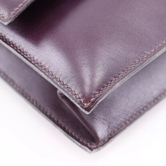 HERMES Fako Clutch bag vintage Bordeaux Box carf Women - Picture 9 of 12